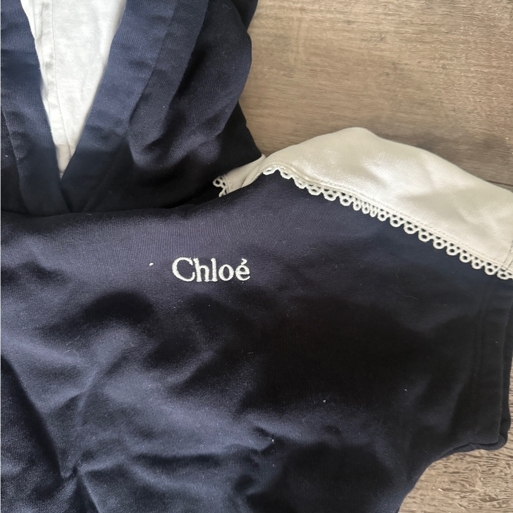 Chloé Black & Blue RomperDress with Logo and Hood - Picture 2 of 6